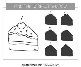 Find correct shadow coloring book cake stock vector royalty free