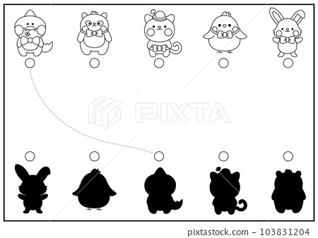 Easter black and white shadow matching activity