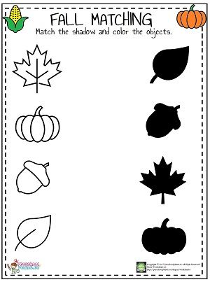 Fall shadow matching worksheet fall preschool worksheets fall preschool activities fall preschool