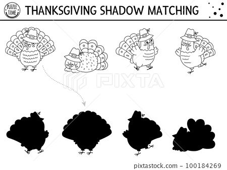 Thanksgiving black and white shadow matching