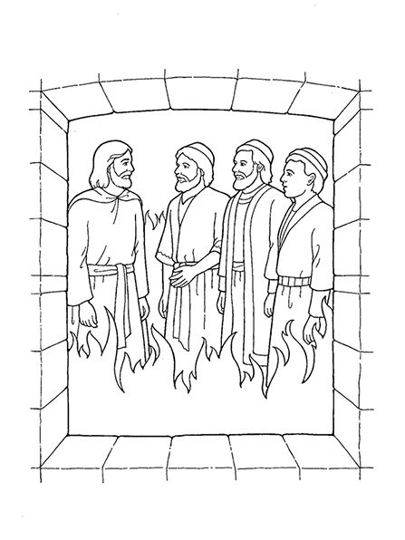 Shadrach meshach and abednego illustration bible coloring pages bible crafts lds coloring pages