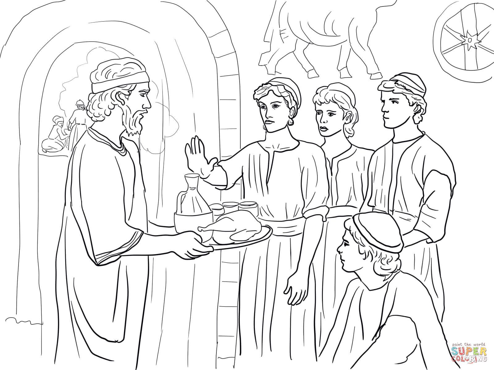 Daniel makes good choices and refuses kings food coloring page free printable coloring pages