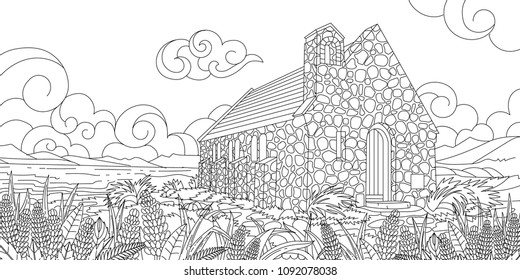 Thousand coloring page church royalty