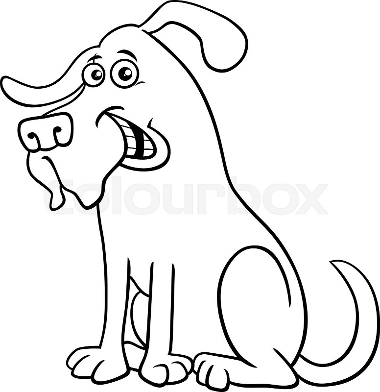 Cartoon shaggy dog ic animal character coloring page stock vector