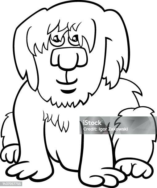 Cartoon shaggy dog character coloring page stock illustration