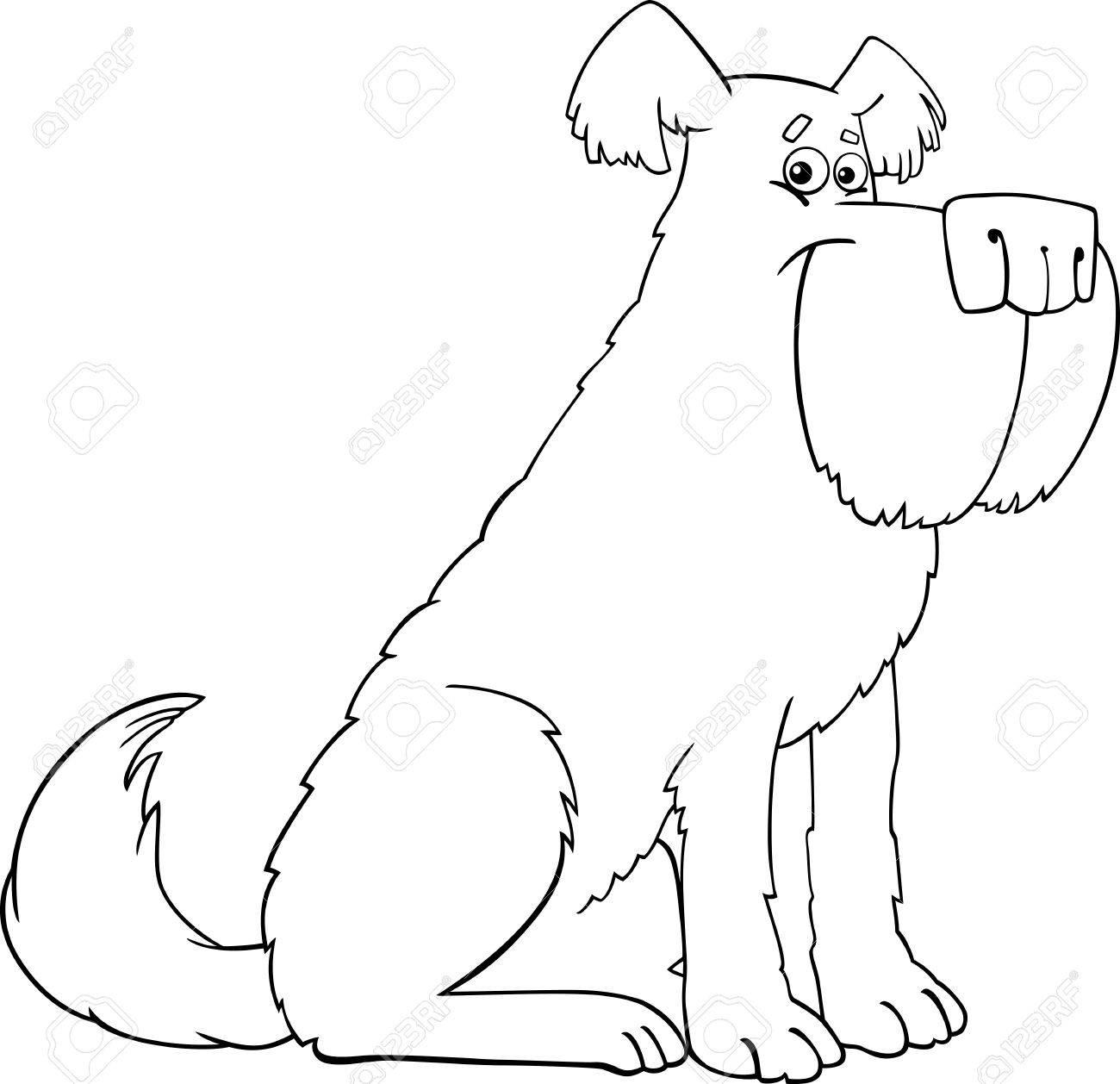 Cartoon illustration of funny shaggy sheepdog dog for coloring book or coloring page royalty free svg cliparts vectors and stock illustration image