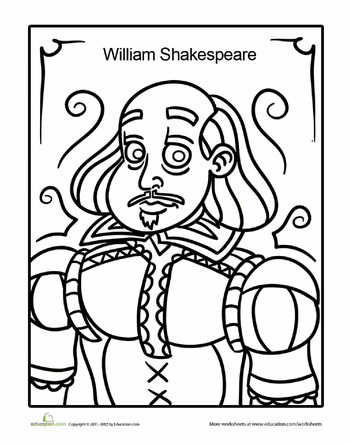 Shakespeare worksheet education teaching shakespeare coloring pages shakespeare
