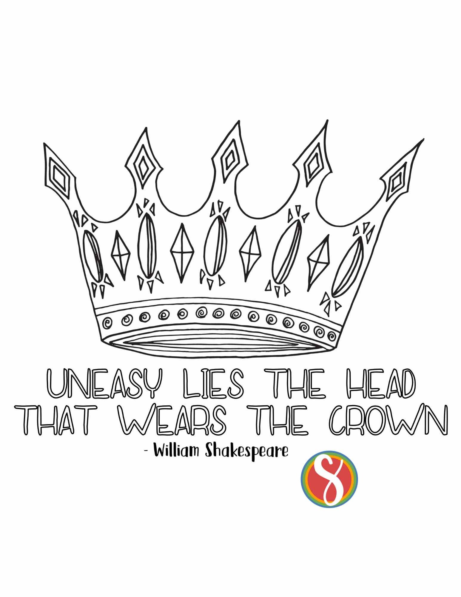 Free shakespeare quote coloring page â stevie doodles