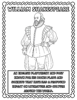 Free william shakespeare coloring page poetry month coloring sheet