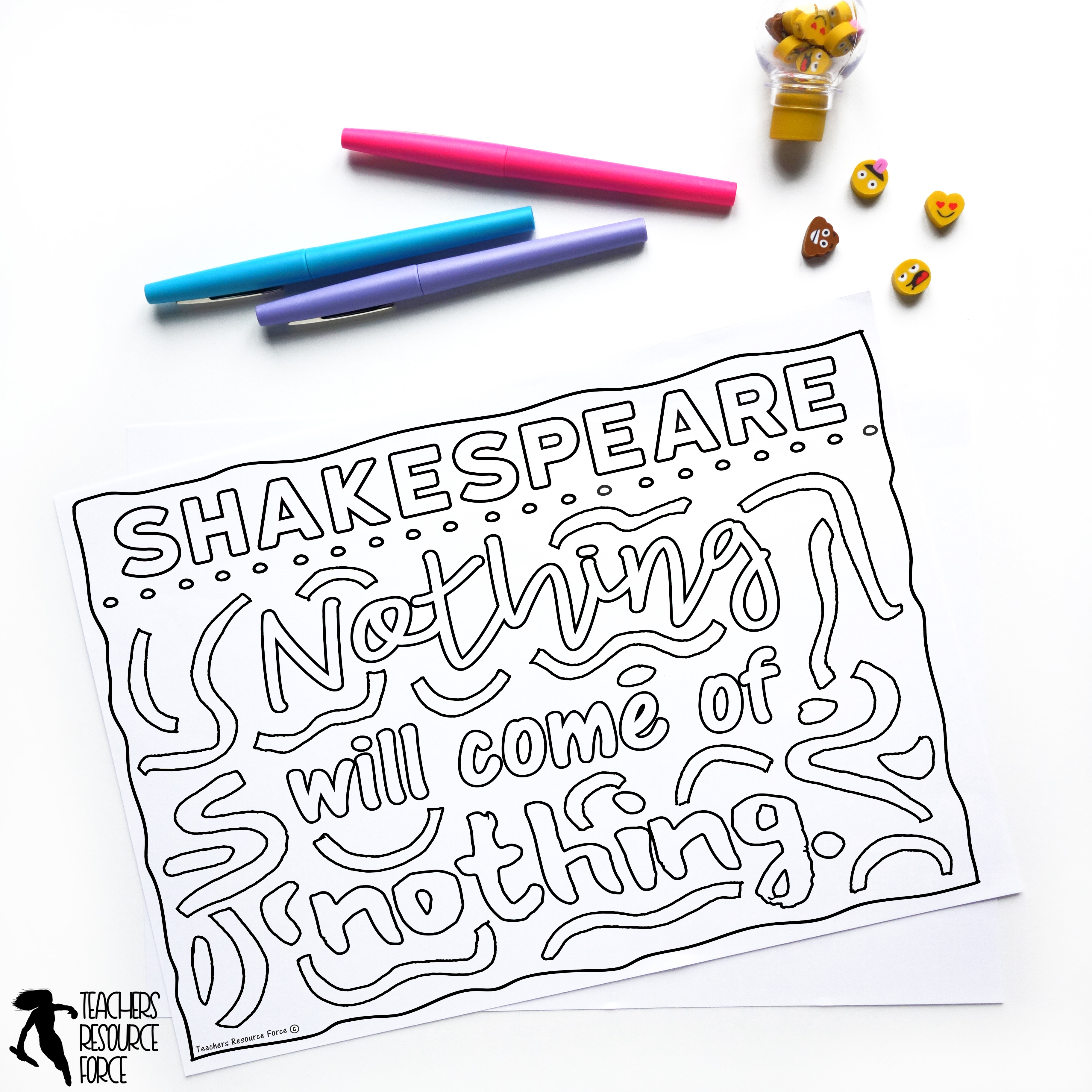 Inspirational quotes colouring pages shakespeare themed