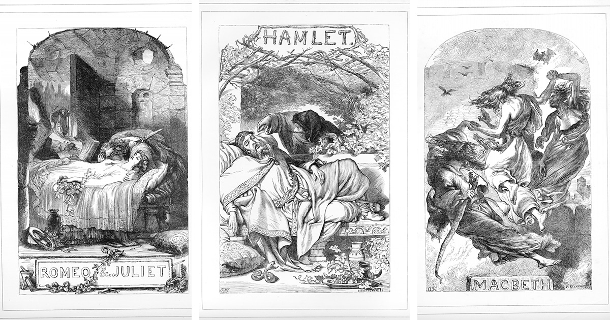 Free coloring book includes vintage illustrations of shakespeares plays