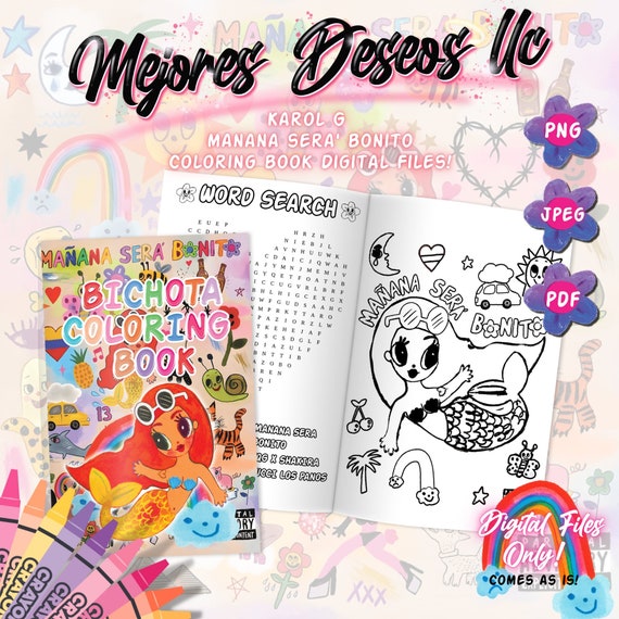 Karol g manana sera bonito coloring book instant download es as is non personalizable pngjpegpdf