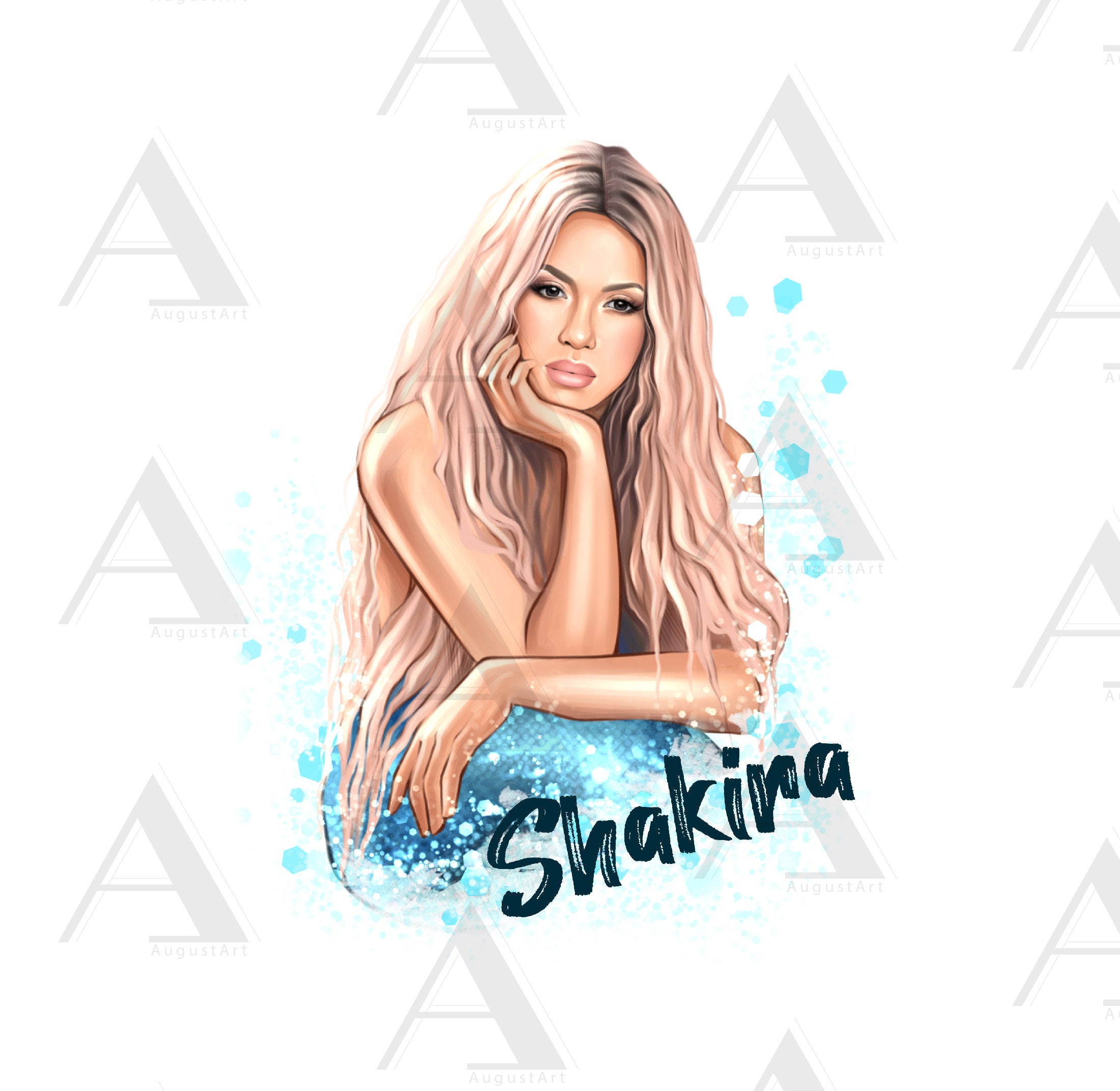 Printable shakira png hand drawn sublimation designs no