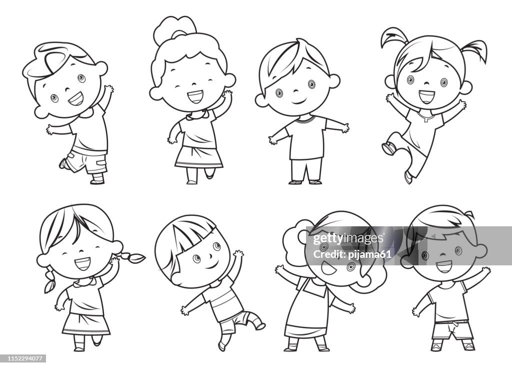 Coloring book happy children set high