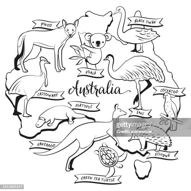 Animals and birds of australia coloring page high