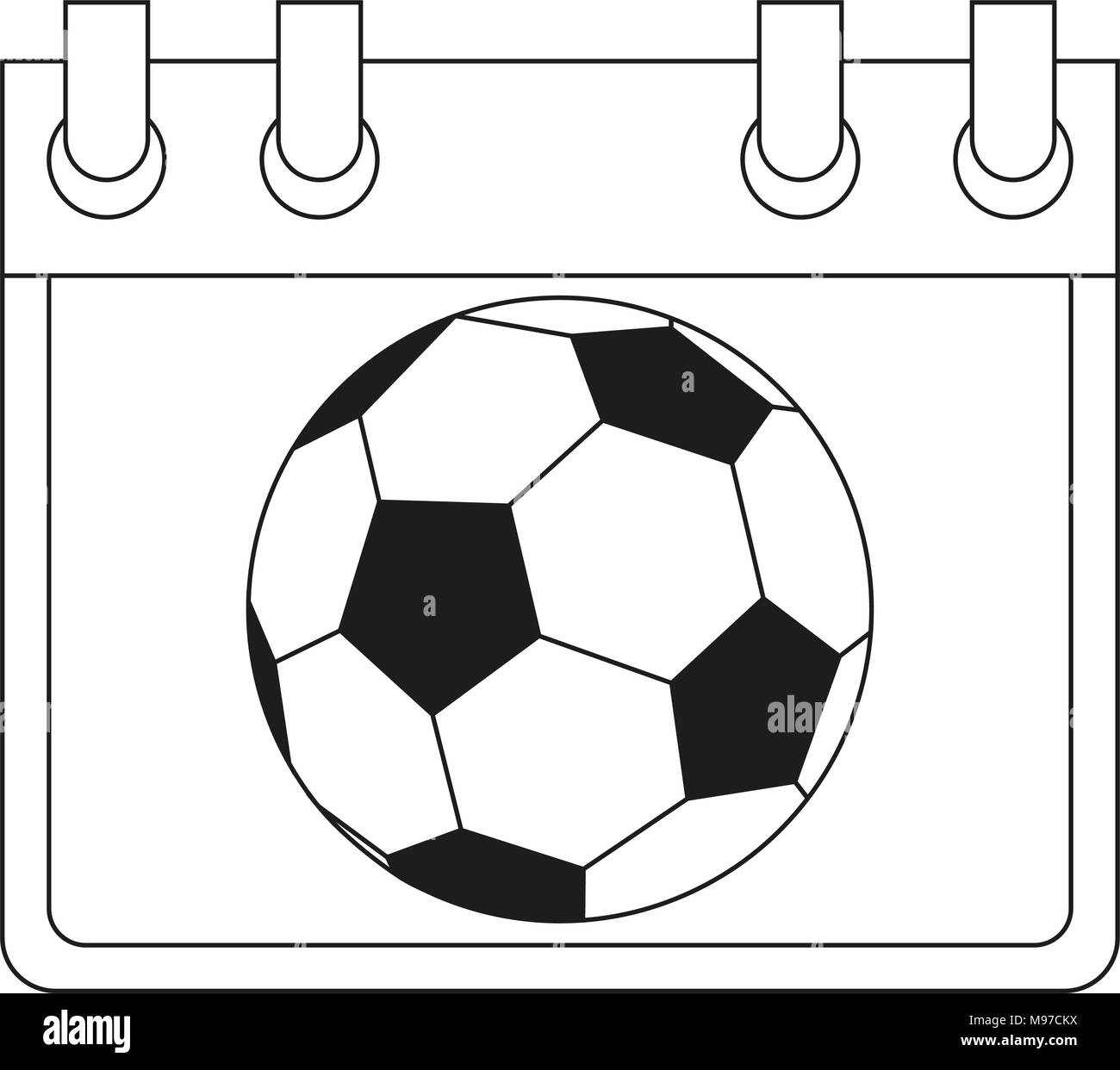 Line art black and white soccer game date calendar stock vector image art