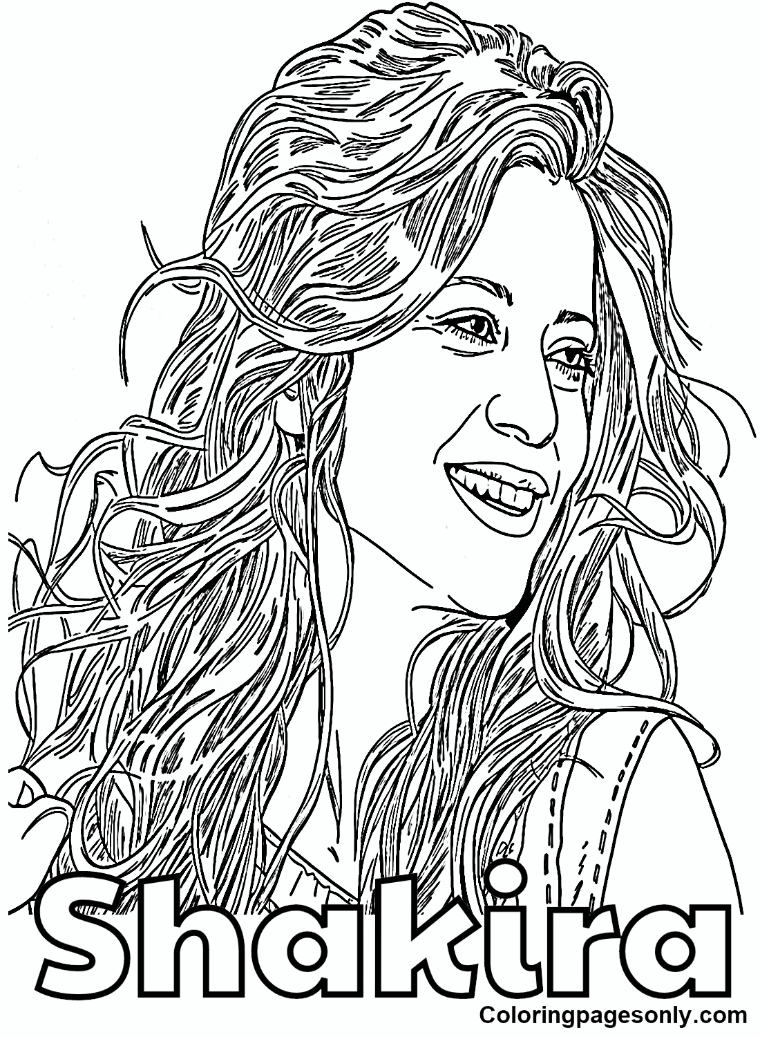 Shakira coloring pages printable for free download