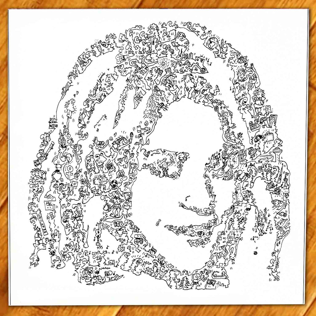 Shakira print of the singer with doodle ink biography drawing â