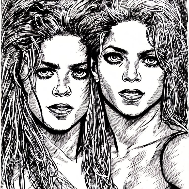 Portrait of shakira in the style of marc silvestri pen and ink drawing high detail