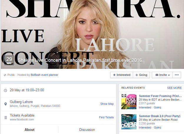 Is shakira ing to lahore short answer no