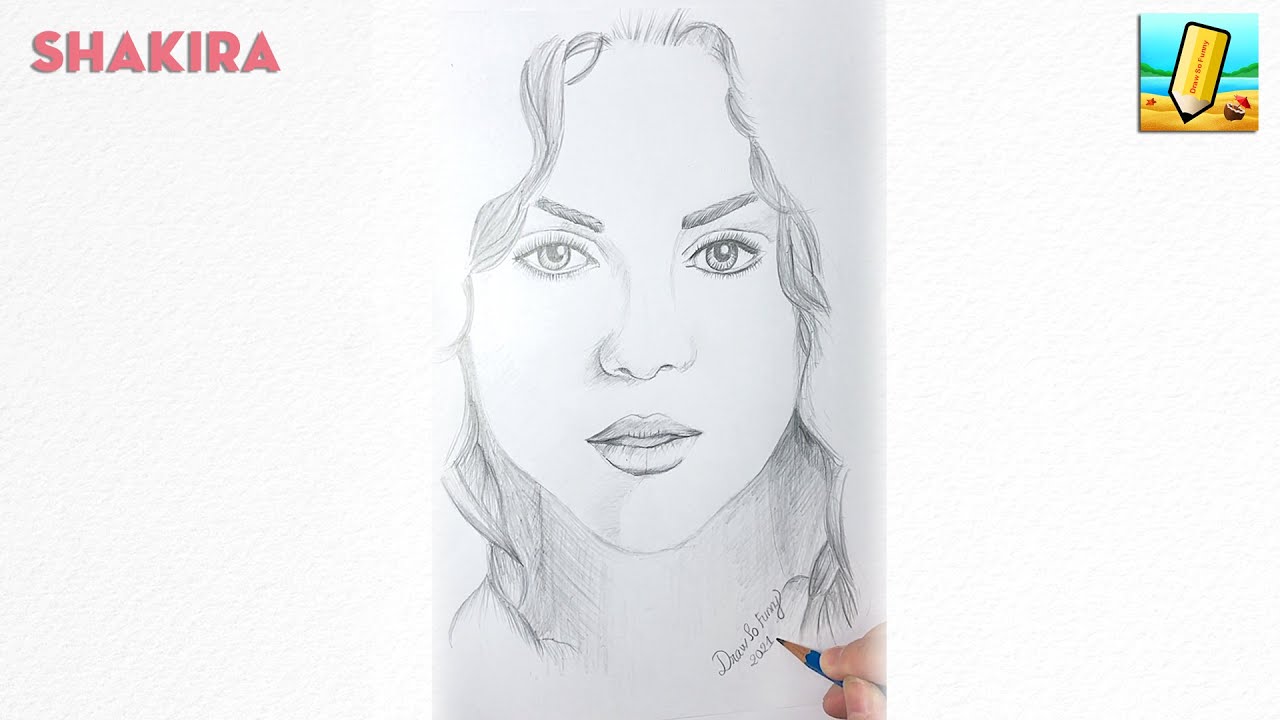 How to draw shakira colombia singer pencil sketch tutorial draw so funny