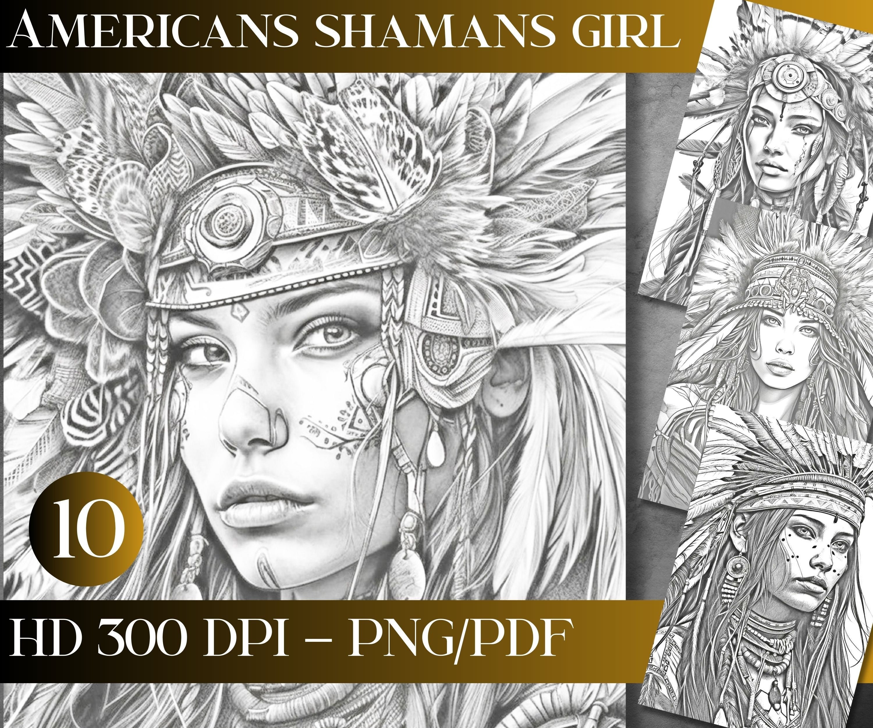 Grayscale coloring book beautiful and gorgeous indians shamans from america grayscale pages adult color pages printable pdf