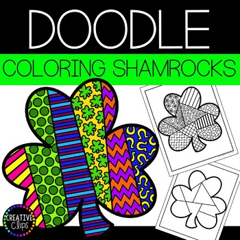 St patricks day coloring pages doodle shape shamrock made by creative clips
