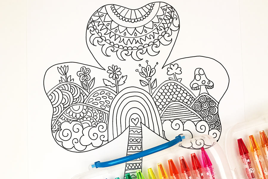 St patricks day shamrock coloring page