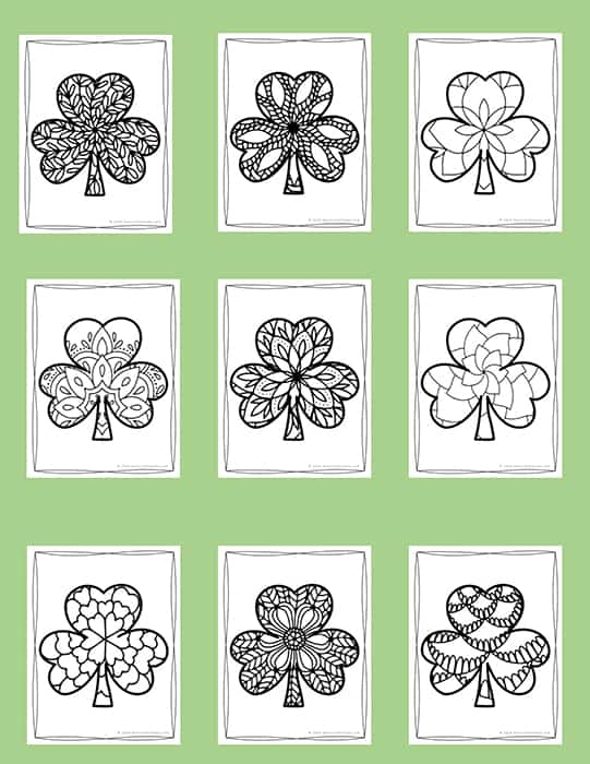Saint patricks day coloring pages with shamrocks for kids and adults