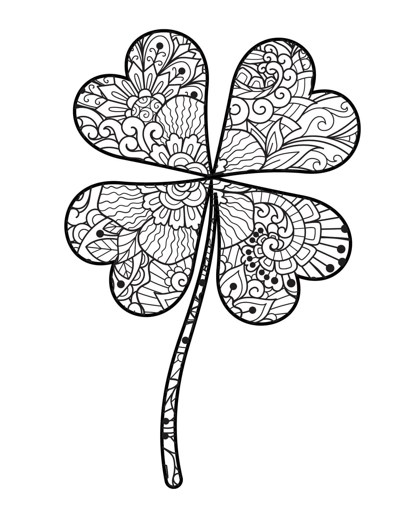 Zentangle shamrock coloring page