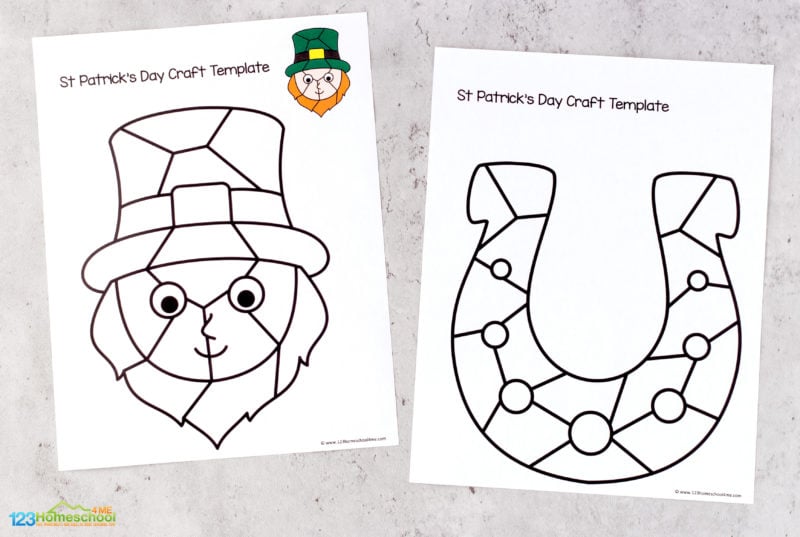 Ðst patricks day shamrock art craft project for kids free template