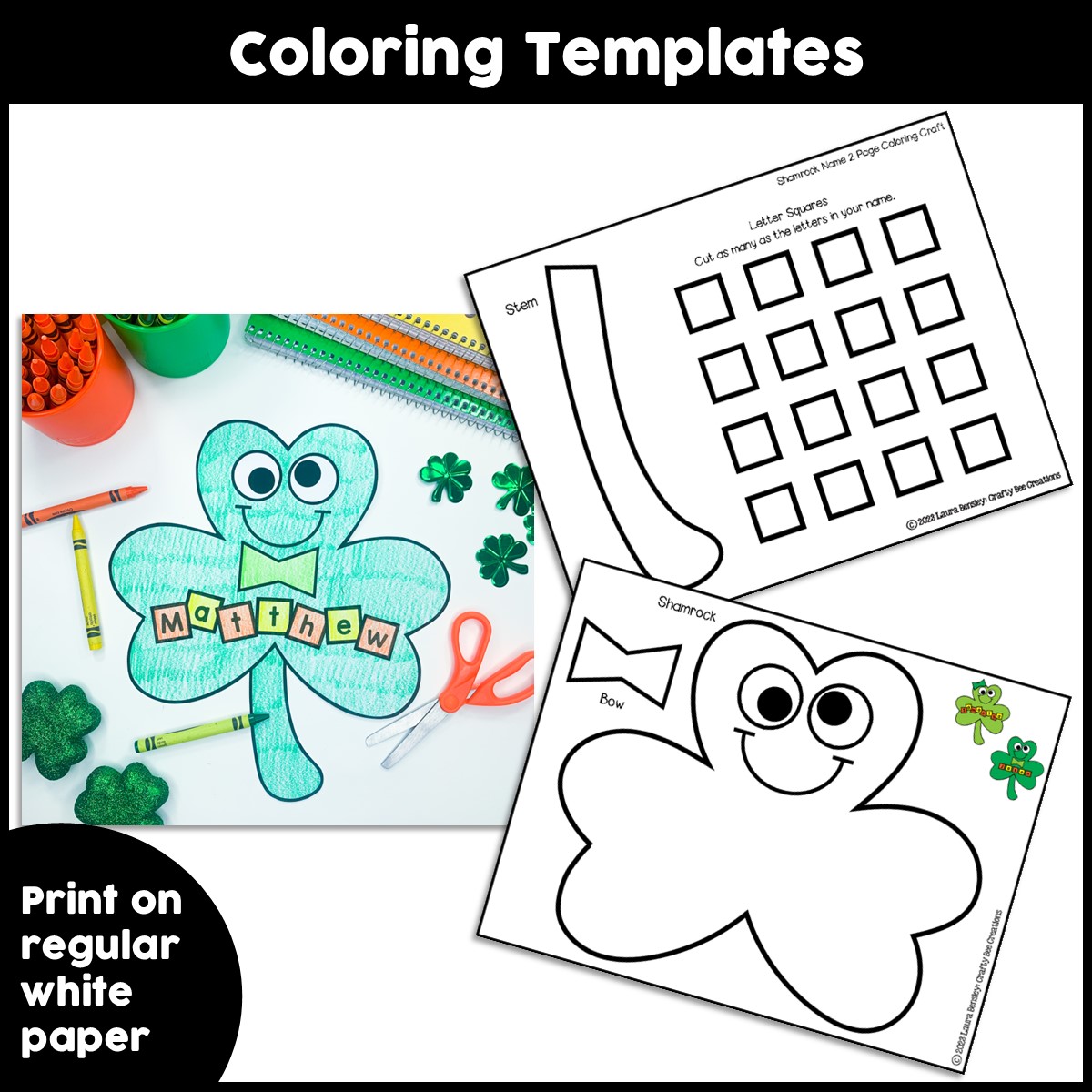 Shamrock name craft st patricks day activities clover bulletin board made by teachers
