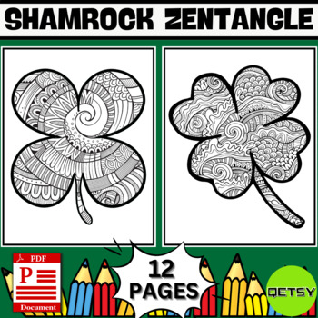 Shamrock zentangle coloring pages mindfulness st patricks day coloring sheets