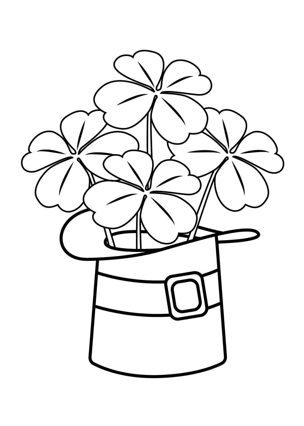 Shamrocks in hat coloring page