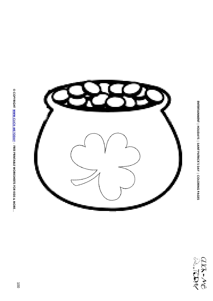 St patricks day coloring page pot of gold