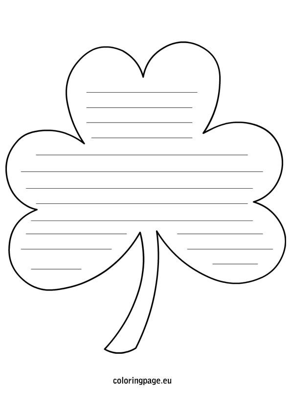 Shamrock shape with lines coloring page writing paper template writing paper paper template