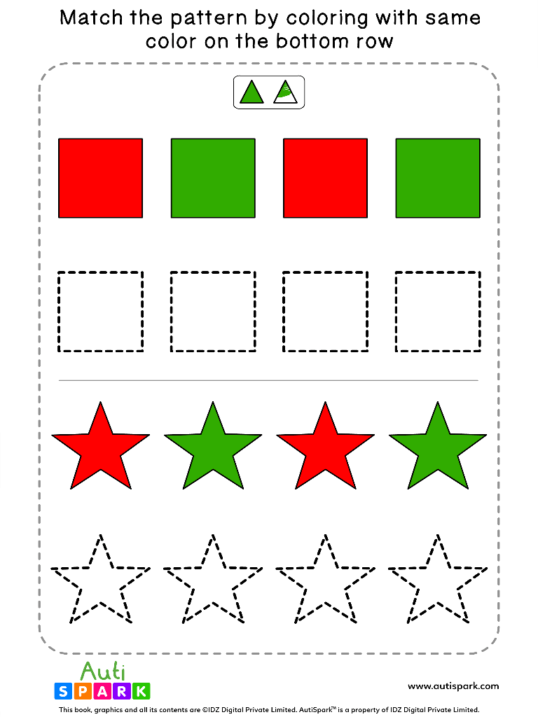 Fun color patterns worksheet â color the shapes