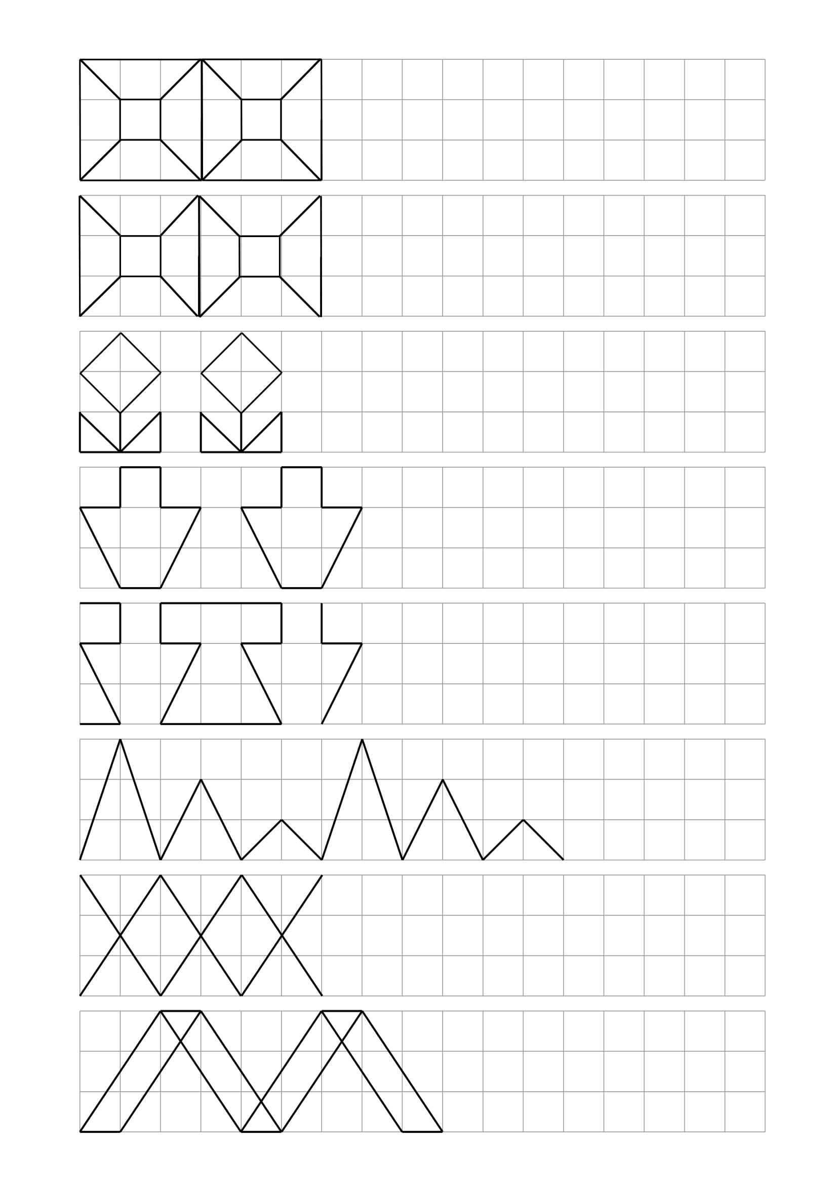 Geometric shape copy grid worksheet free printable puzzle games
