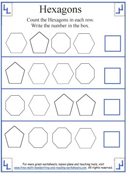 Hexagon shape worksheets
