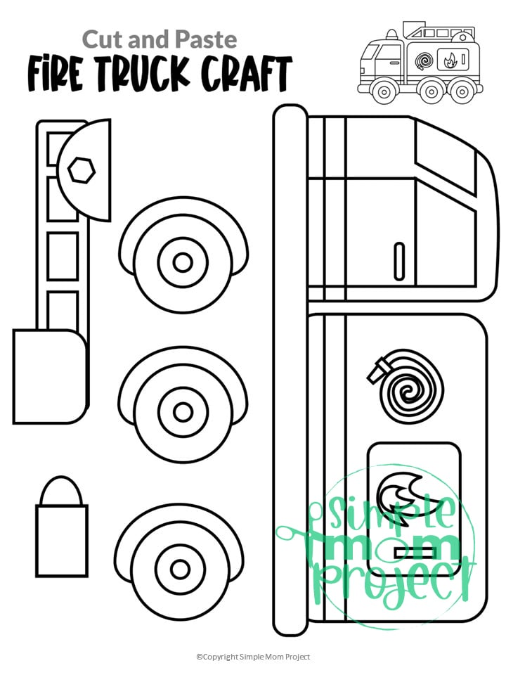 Printable fire truck craft template â simple mom project