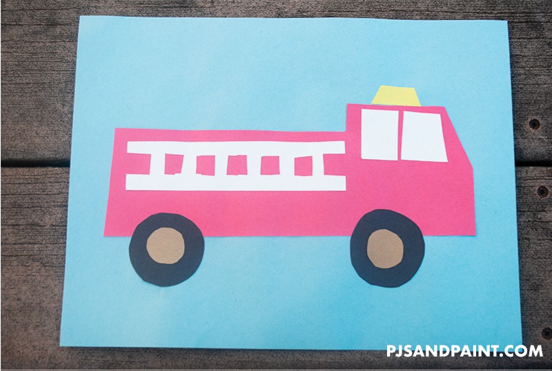 How to make a construction paper fire truck craft
