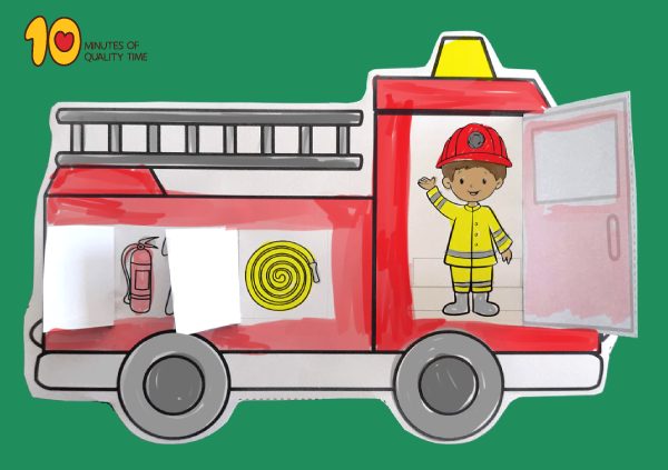 Fire truck with opening doors printable â minutes of quality time