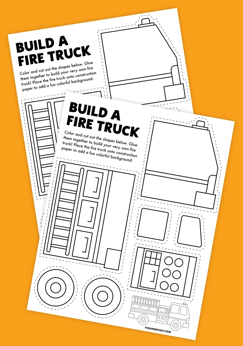 Free printable build a fire truck craft