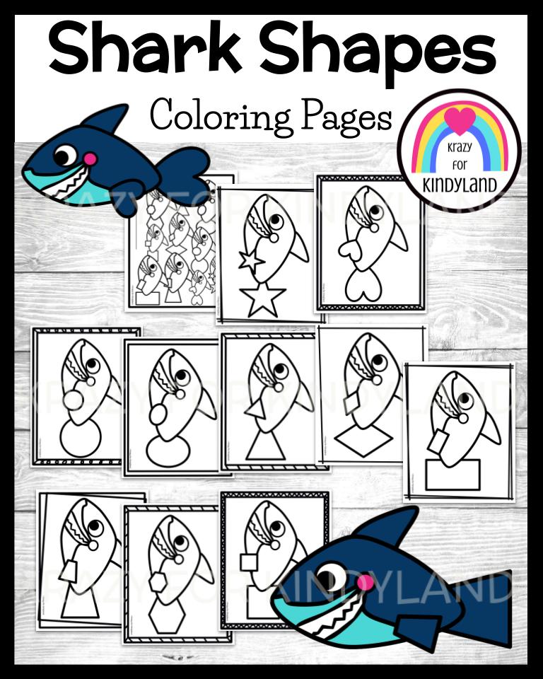 Shark shape coloring pages booklet zoo ocean activity