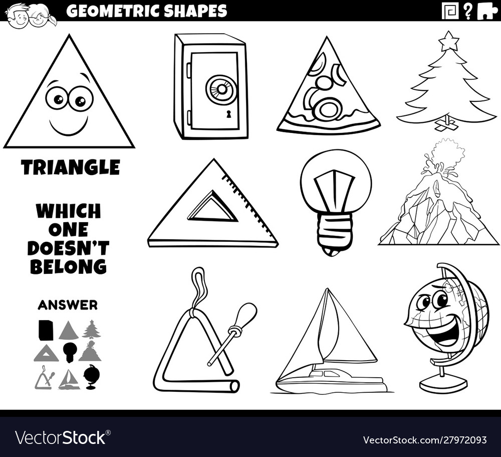 Triangle shape educational task for kids coloring vector image