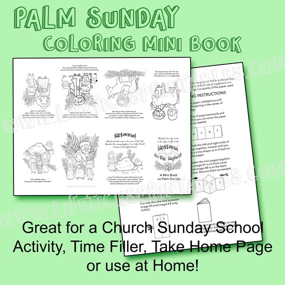 Palm sunday mini coloring book for holy week sunday school mini zine a coloring folding cutting activity for church or home