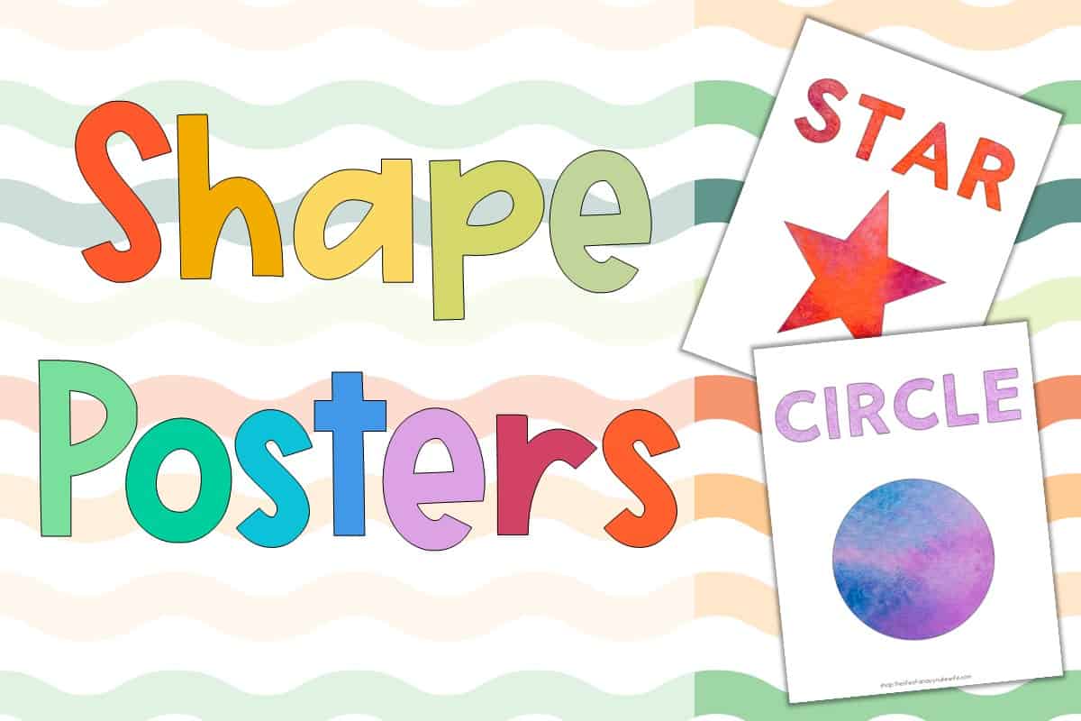 Preschool shapes poster printable watercolor classroom decor youll