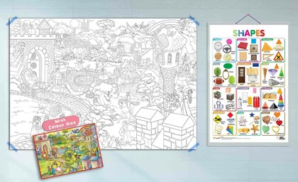 Buy gowoo shapes chart and giant princess castle colouring poster set of chart and poster exploring shapes chart and giant princess castle colouring poster online at best prices in india