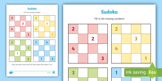 Sudoku sheets for kids
