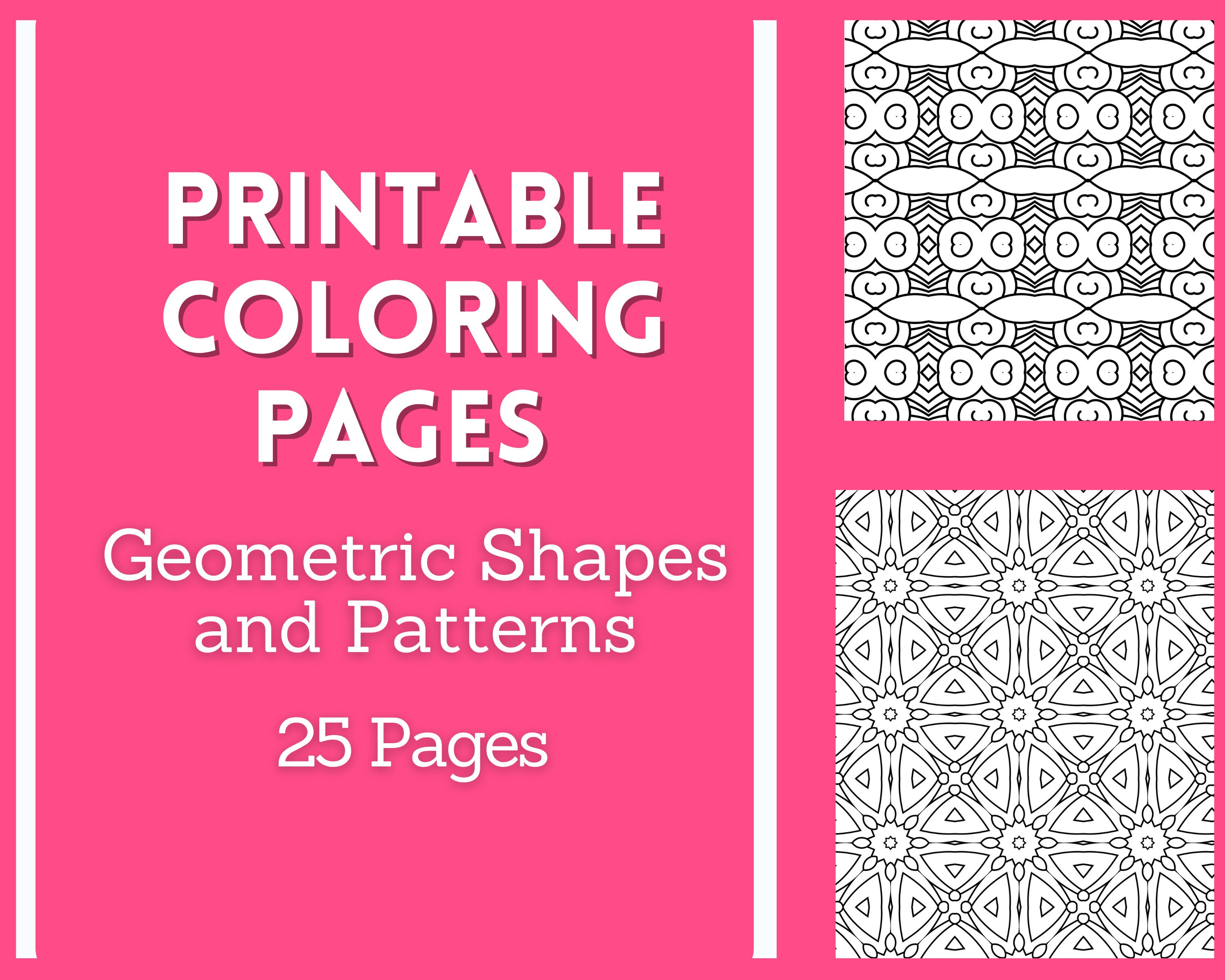 Geometric tessellation shapes and patterns printable coloring sheets digital colouring pages adult colouring hobby for mindfulness